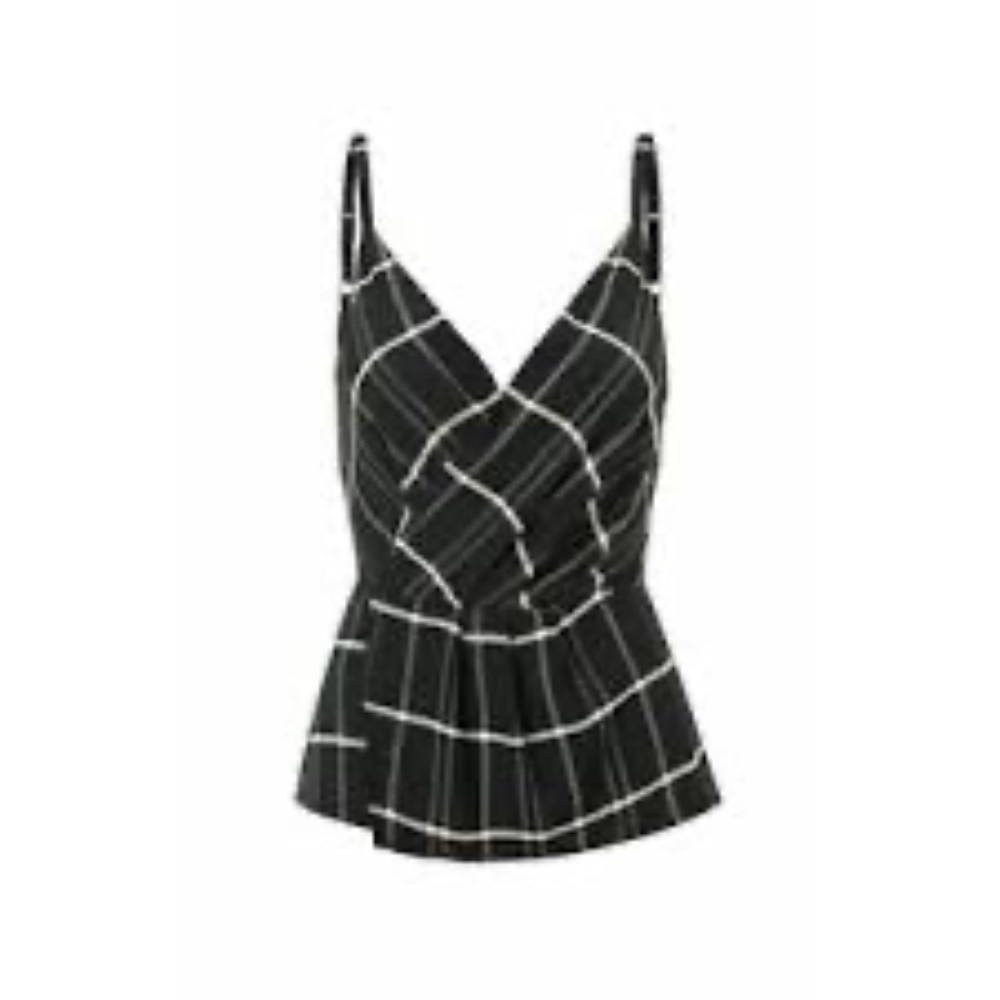 Cabi Check Crossover Cami Peplum Top - image 1